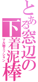 とある窓辺の下着泥棒（マル秘ミッション）