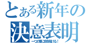 とある新年の決意表明（一つの事に命を賭ける！）