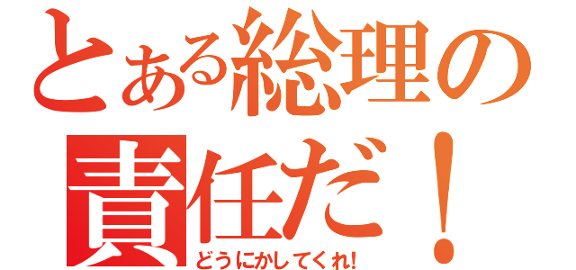 とある総理の責任だ！（どうにかしてくれ！）