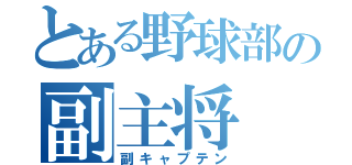 とある野球部の副主将（副キャプテン）