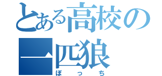 とある高校の一匹狼（ぼっち）