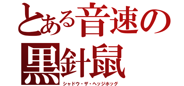 とある音速の黒針鼠（シャドウ・ザ・ヘッジホッグ）