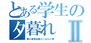 とある学生の夕暮れⅡ（鋼の連勤術師のバおわの舞）