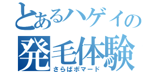 とあるハゲイの発毛体験（さらばポマード）