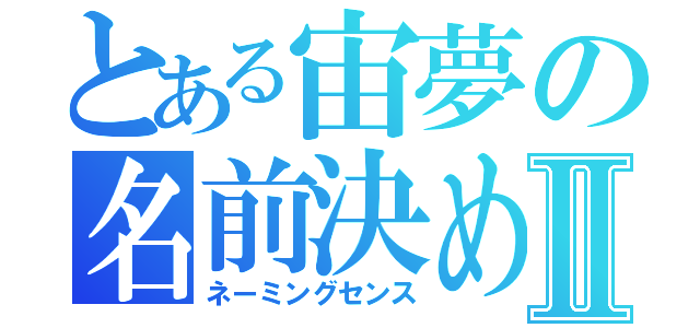 とある宙夢の名前決めⅡ（ネーミングセンス）