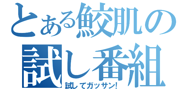 とある鮫肌の試し番組（試してガッサン！）