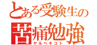 とある受験生の苦痛勉強（ヤルベキコト）