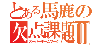 とある馬鹿の欠点課題Ⅱ（スーパーホームワーク）