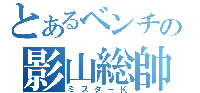 とあるベンチの影山総帥（ミスターＫ）