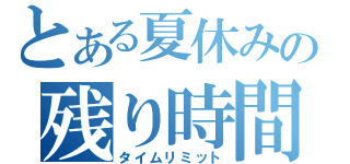 とある夏休みの残り時間（タイムリミット）