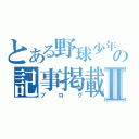 とある野球少年の記事掲載Ⅱ（ブログ）