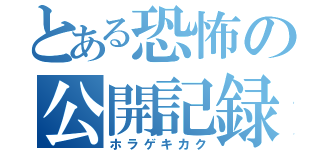 とある恐怖の公開記録（ホラゲキカク）