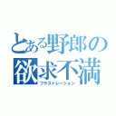 とある野郎の欲求不満（フラストレーション）