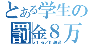 とある学生の罰金８万（５１㎞／ｈ超過）