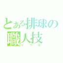 とある排球の職人技（リベロ）