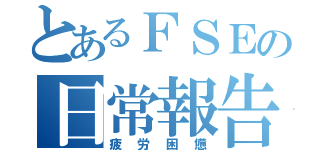 とあるＦＳＥの日常報告（疲労困憊）