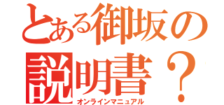 とある御坂の説明書？（オンラインマニュアル）