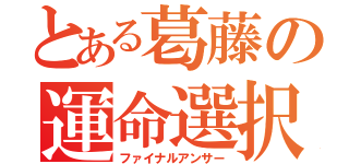 とある葛藤の運命選択（ファイナルアンサー）