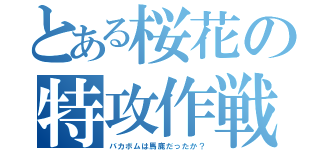 とある桜花の特攻作戦（バカボムは馬鹿だったか？）