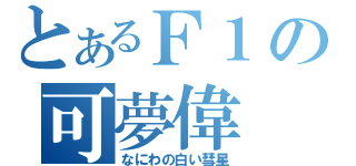 とあるＦ１の可夢偉（なにわの白い彗星）