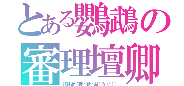 とある鸚鵡の審理壇卿（我は雷（神・紙・髪）なり！！）