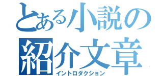 とある小説の紹介文章（イントロダクション）