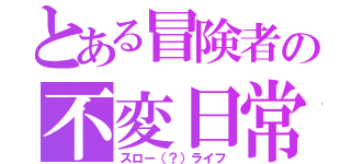 とある冒険者の不変日常（スロー（？）ライフ）