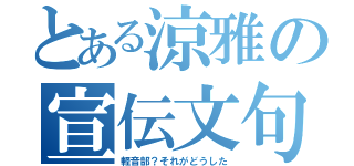 とある涼雅の宣伝文句（軽音部？それがどうした）