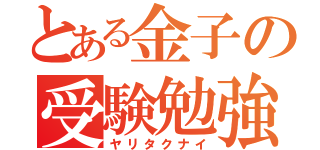 とある金子の受験勉強（ヤリタクナイ）