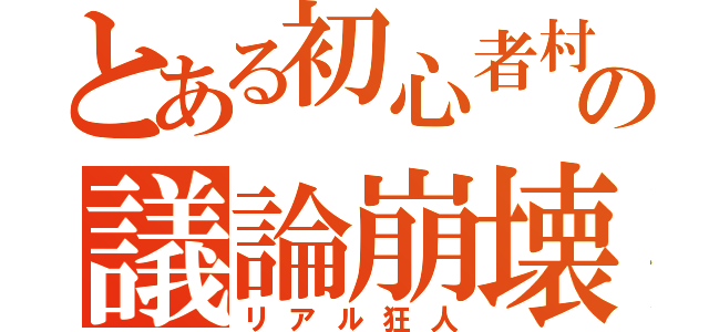 とある初心者村の議論崩壊（リアル狂人）