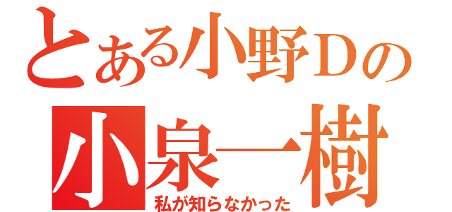 とある小野Ｄの小泉一樹（私が知らなかった）