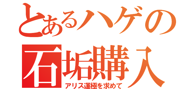 とあるハゲの石垢購入（アリス運極を求めて）