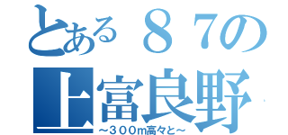 とある８７の上富良野ブラリ旅（～３００ｍ高々と～）