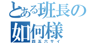 とある班長の如何様（四五六サイ）