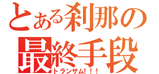 とある刹那の最終手段（トランザム！！！）