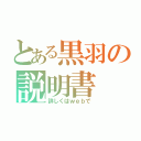 とある黒羽の説明書（詳しくはｗｅｂで）