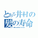 とある井村の髪の寿命（一度抜けると取り返しのつかない髪）