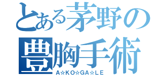 とある茅野の豊胸手術（Ａ☆ＫＯ☆ＧＡ☆ＬＥ）