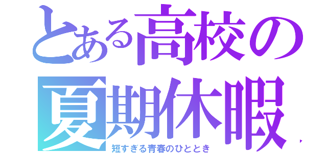 とある高校の夏期休暇（短すぎる青春のひととき）