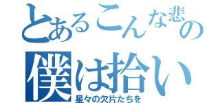 とあるこんな悲しい時代だけれどの僕は拾い集めてゆくよ（星々の欠片たちを）