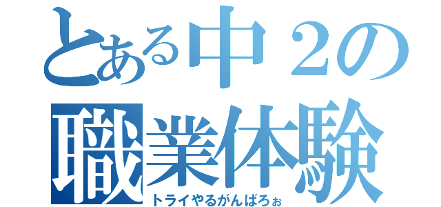 とある中２の職業体験（トライやるがんばろぉ）