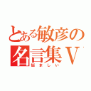 とある敏彦の名言集Ⅴ（悩ましい）