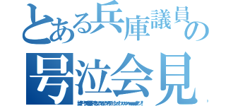 とある兵庫議員の号泣会見（誰がデー！ダデニ投票シデモ！オンナジヤオンナジヤオモデェー！ンァッ↑ハッハッハッハーｗｗｗｗｗｗア゛ン！！）