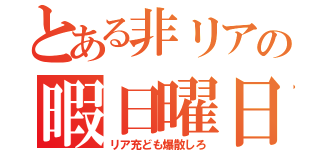 とある非リアの暇日曜日（リア充ども爆散しろ）