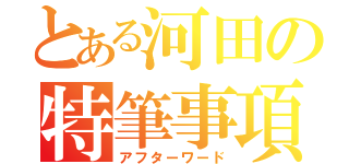 とある河田の特筆事項（アフターワード）