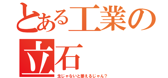 とある工業の立石（生じゃないと萎えるじゃん？）