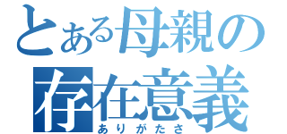 とある母親の存在意義（ありがたさ）