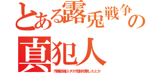 とある露兎戦争の真犯人（汚職政権ユダが先制攻撃したとか）