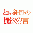 とある細野の最後の言葉（バイバーイ）