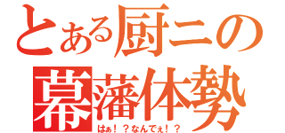 とある厨ニの幕藩体勢（はぁ！？なんでぇ！？）